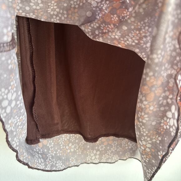 Y2K Floral Mesh Midi Skirt Sz M Fairy Grunge Ditzy Floral Fairycore 90s Daisy - Picture 4 of 7